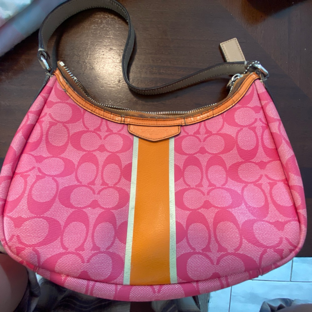Coach Signature Bag Pink Orange